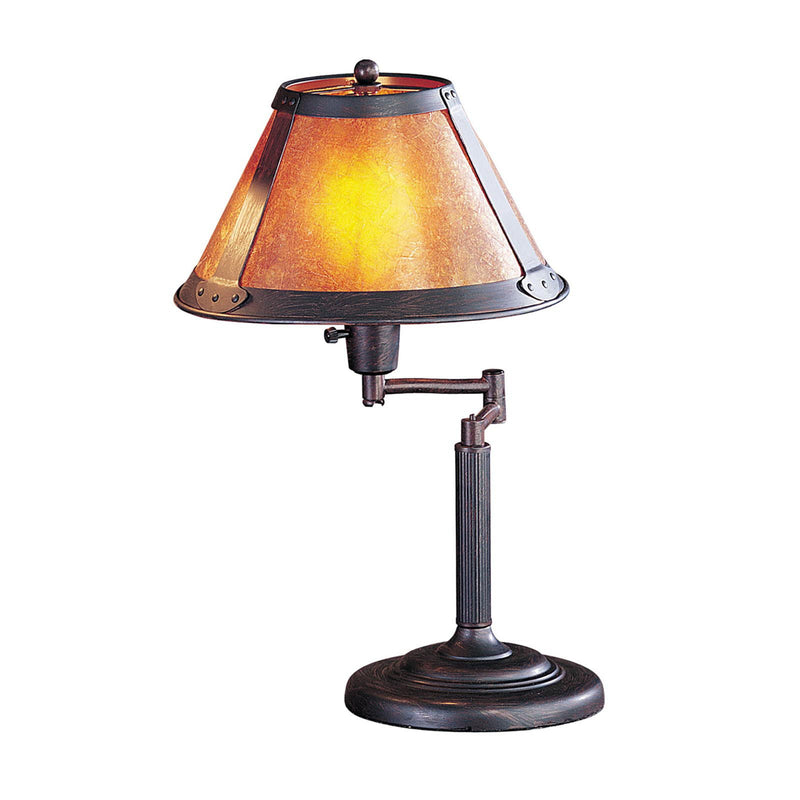 Metal Candlestick Table Lamp With Amber Empire Shade - Gray