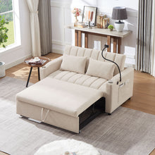 Load image into Gallery viewer, Convertible Sofa Bed Loveseat Sofa With Three USB Ports, Two Side Pockets, Two Cup Holders And 360° swivel Phone Holder For Living Room
