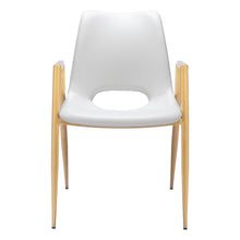 Load image into Gallery viewer, Upholstered Faux Leather Open Back Dining Room Arm Chairs (Set of 2) - White
