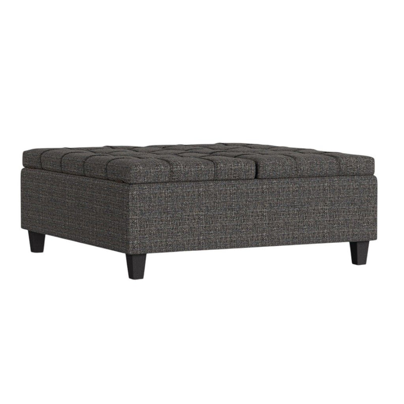 40" Ebony Fabric Cocktail Ottoman With Storage - Black