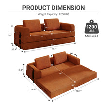 Load image into Gallery viewer, Convertible Sleeper Sofa Bed With Cylindrical Pillow, Fixed Shape Frame
