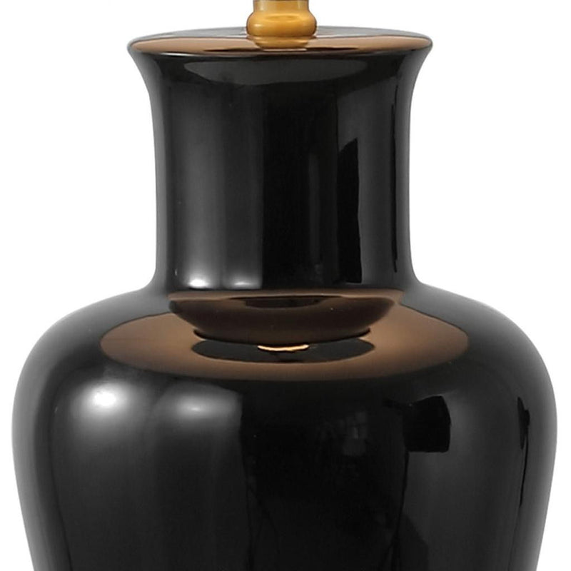 29" Urn Table Lamp With Drum Shade - Black / Gold