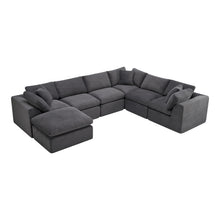 Load image into Gallery viewer, Corduroy Modular Sofa Chaise With Ottoman Toss Pillows (725208) - Dark Gray

