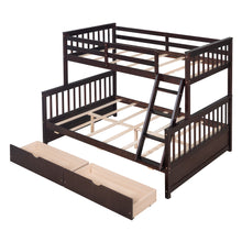 Load image into Gallery viewer, Twin-Over-Full Bunk Bed with Ladders and Two Storage Drawers(Espresso)( old sku:LT000165AAP）
