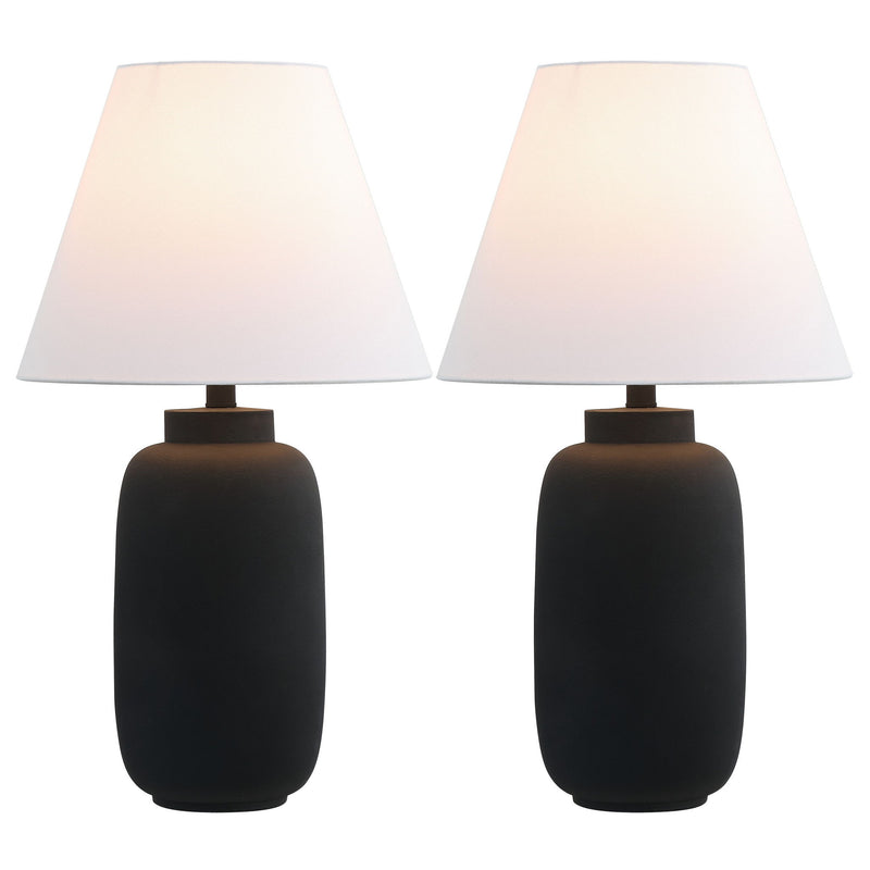Urn Table Lamps With Cone Shades (Set of 2) - Black