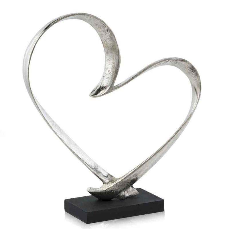Raw Heart Sculpture - Silver / Black