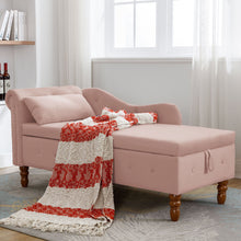 Load image into Gallery viewer, Chaise Lounge Indoor, Lounge Chair For Bedroom With Storage &amp; Pillow, Modern Upholstered Rolled Arm Chase Lounge For Sleeping With Nailhead Trim For Living Room Bedroom Office
