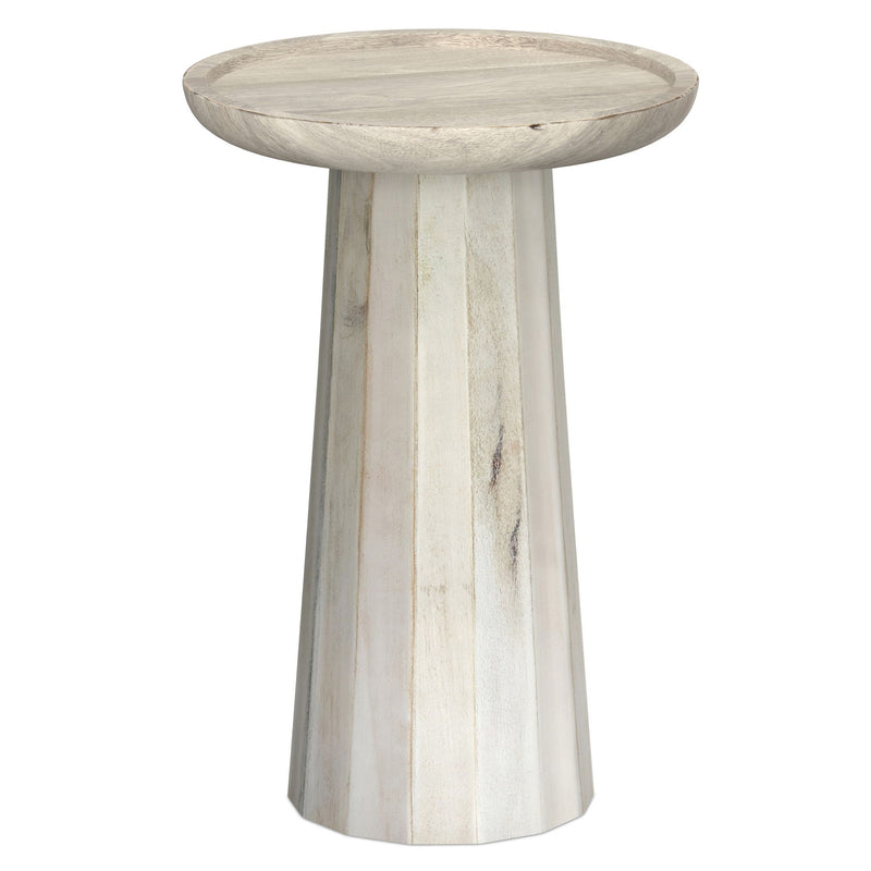 Round End Table Wood - White