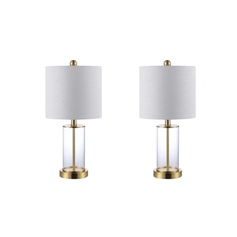 USB Table Lamps With Drum Shades (Set of 2) - Brass