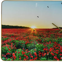 Load image into Gallery viewer, Silent Poppies Floral Wall Clock - Red / Gold / Red

