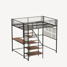 Load image into Gallery viewer, Metal Loft Bed With Built - In Charging Station And LED Light
