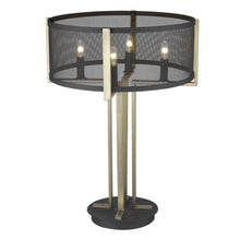 Load image into Gallery viewer, Metal Four Light Geometric Table Lamp With Black Drum Shade - Brass
