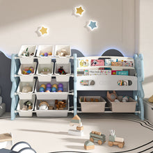 Load image into Gallery viewer, Kids Toy Storage Organizer With 2 Tier Bookshelf, Toy Storage With 12 Bins
