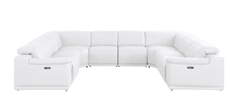 Leather Modular U Shaped Eight Piece Corner Sectional - White