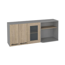 Load image into Gallery viewer, 24" Wood Wall Mounted Kitchen Cabinet With Three Doors - Gray And Natural
