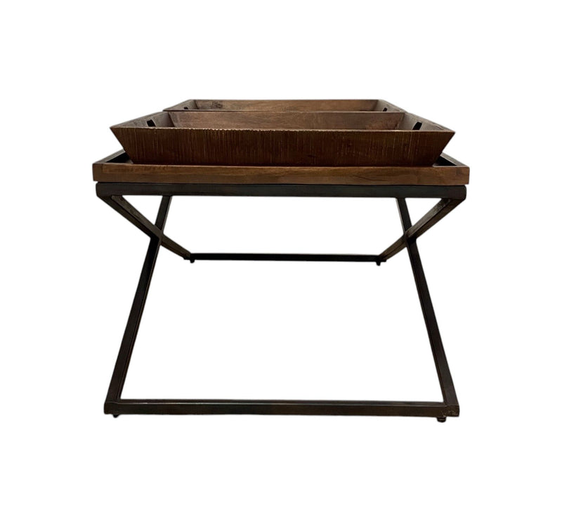 27" Solid Wood Coffee Table - Brown And Black