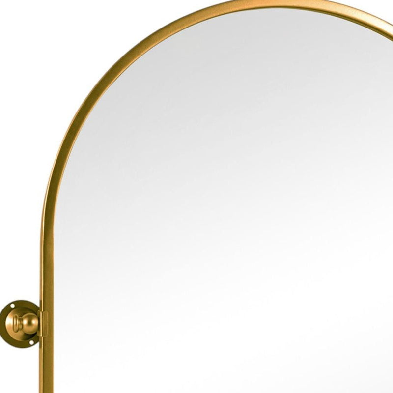 31" Metal Arch Framed Bathroom Vanity Mirror - Gold