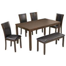 Load image into Gallery viewer, 6 Piece Dining Table Set &amp; Bench And Chairs For Dining Room - Dark Walnut
