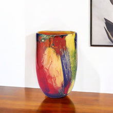 Load image into Gallery viewer, Abstract Oval Murano Table Vase - Red / Red / Yellow
