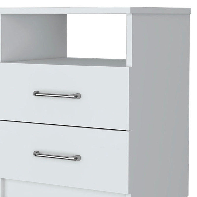20" Modern Wood Two Drawer Nightstand - White