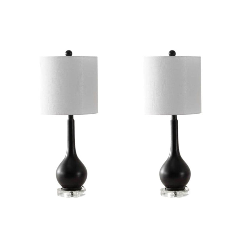 Gourd Table Lamps With Drum Shades (Set of 2) - Black