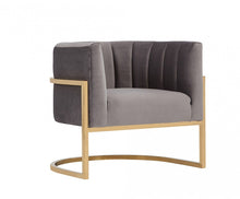 Load image into Gallery viewer, Glam Channel Tufted Velvet Accent Chair - Gray And Gold
