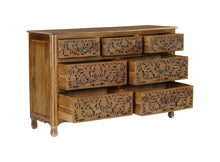 Load image into Gallery viewer, Carved Floral Solid Wood Seven Drawer Dresser - Brown
