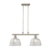 Load image into Gallery viewer, Kitchen Island Two Light Metal Transparent Glass Dimmable Chandelier With Shades - Nickel
