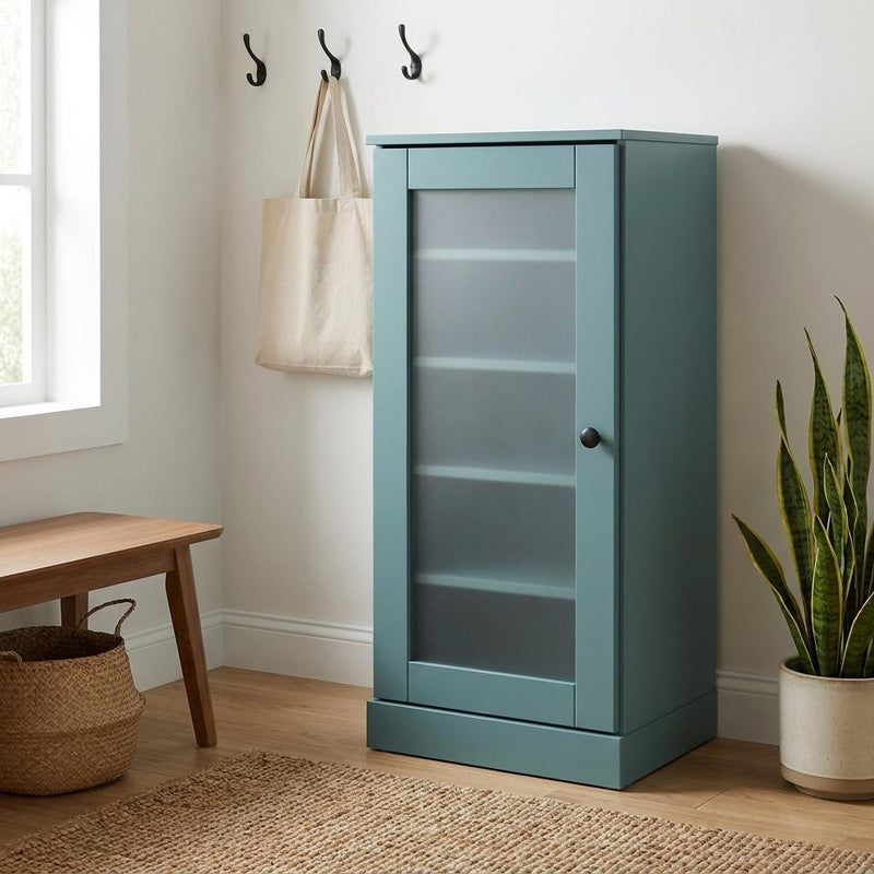 Ten Pair Solid Woodshoe Storage Cabinet (752265) - Aqua