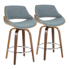 Load image into Gallery viewer, Fabrizzi - Mid Century Modern Fixed Height Counter Stool With Swivel With Round Footrest (Set of 2)
