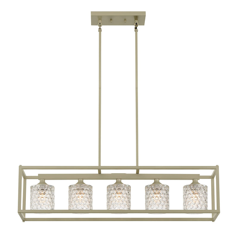 Kitchen Island Five Light Metal Dimmable Chandelier With Shades - Silver