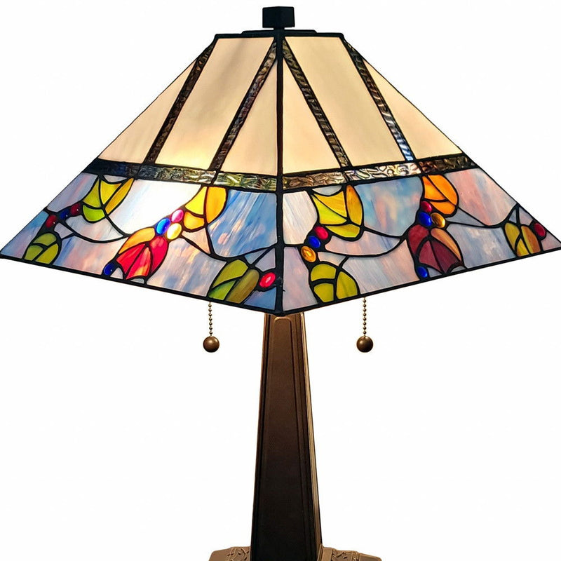 Metal Two Light Candlestick Table Lamp With White Shade - Dark Brown