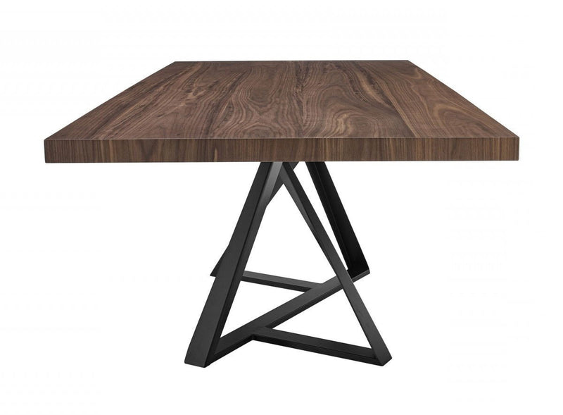 Wood Iron Pedestal Base Dining Table - Brown / Black