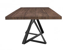 Load image into Gallery viewer, Wood Iron Pedestal Base Dining Table - Brown / Black
