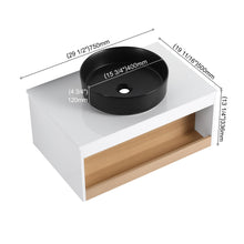 Load image into Gallery viewer, Floating Bathroom Vanity With Glossy Round Vessel Sink
