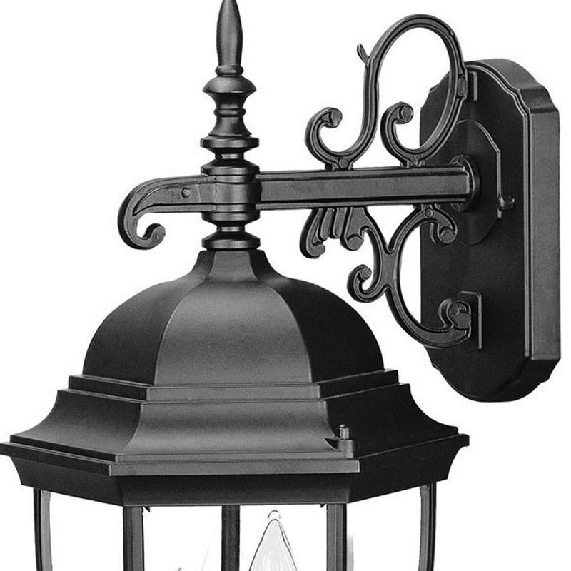 Three Light Wide Hanging Lantern Wall Light - Matte Black