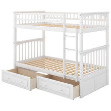 Load image into Gallery viewer, Twin Over Twin Bunk Bed With Drawers, Convertible Beds
