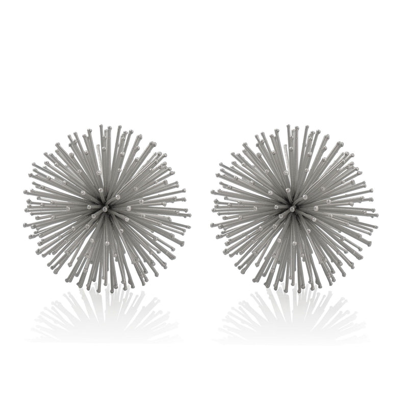 Decorative Spiky Sphere Tabletop Sculpture (Set of 2) - Silver