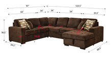 Load image into Gallery viewer, 123&quot; Oversized Sectional Sofa with Storage Chaise, U Shaped Sectional Couch with 4 Throw Pillows for Large Space Dorm Apartment. Chocolate
