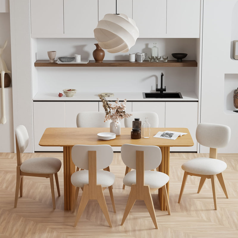 Wood Double Pedestal Base Square Dining Table - Natural