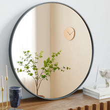 Load image into Gallery viewer, 30" Aluminum Round Framed Accent Mirror - Black
