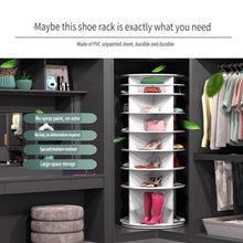 Load image into Gallery viewer, 8 Tier Rotating Shoe Rack Tower, 360 Degree Spinning Shoe Organizer And Storage Carousel For Closet Or Entryway - White
