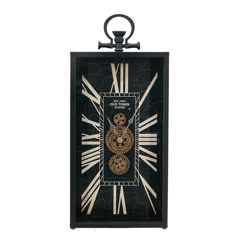 Analog Vintage Style Crackle Wall Clock (485986) - Black / Gold