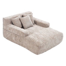 Load image into Gallery viewer, Chenille Interior Lazy Sofa Chaise Longue Armchair With 3 Pillows And Armrests
