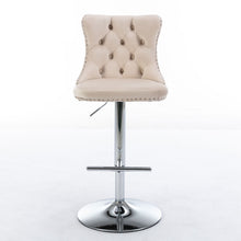 Load image into Gallery viewer, Swivel Barstools Adjusatble Seat Height From 25-33", Modern Upholstered Base Bar Stools With Backs Comfortable Tufted For Home Pub And Kitchen Island (Set of 2)
