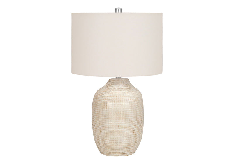 Ceramic Urn Table Lamp With Drum Shade - Cream