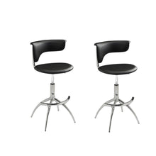 Load image into Gallery viewer, Contemporary Metal And Faux Leather Low Back Adjustable Height Bar Chairs (Set of 2) - Black
