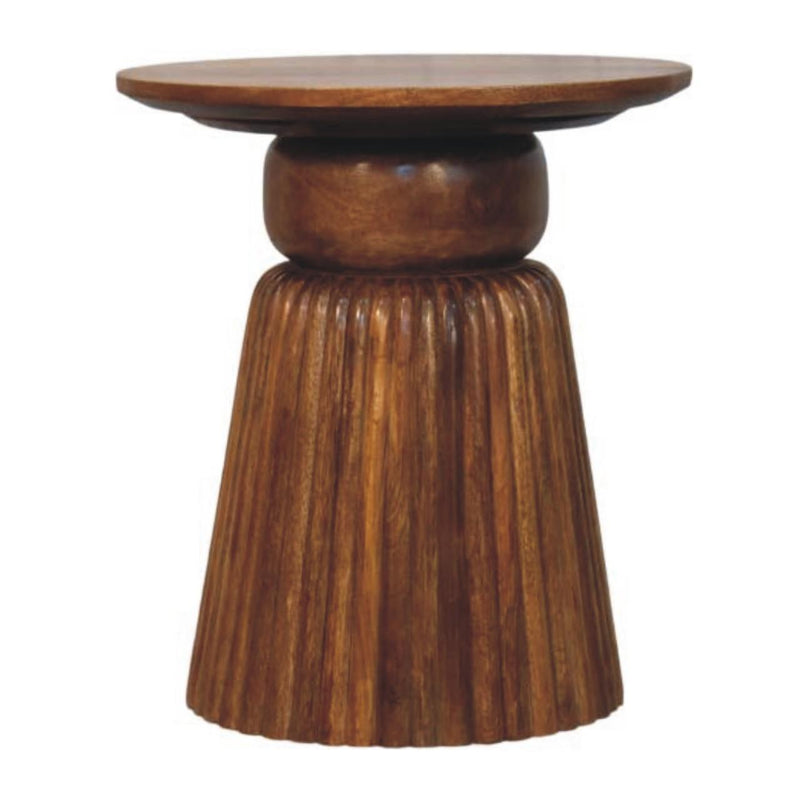Round Pedestal End Table - Amber