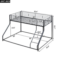 Load image into Gallery viewer, Metal Floor Bunk Bed, Twin XL over Queen, Black
