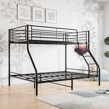 Load image into Gallery viewer, Heavy Duty Twin-Over-Full Metal Bunk Bed, Easy Assembly with Enhanced Upper-Level Guardrail, Black
